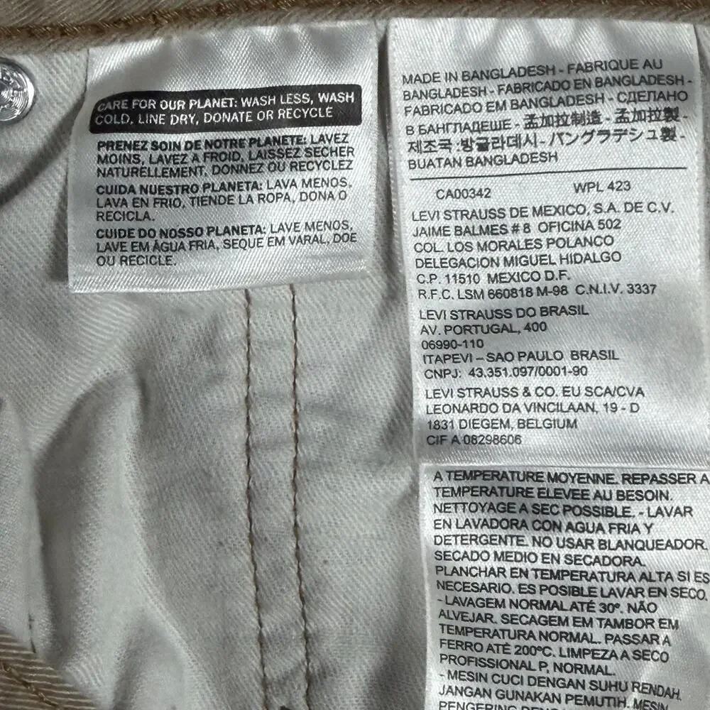 Levis 508 Jeans Mens 29x29 Beige Tapered Leg Regular Fit Denim Casual Pants